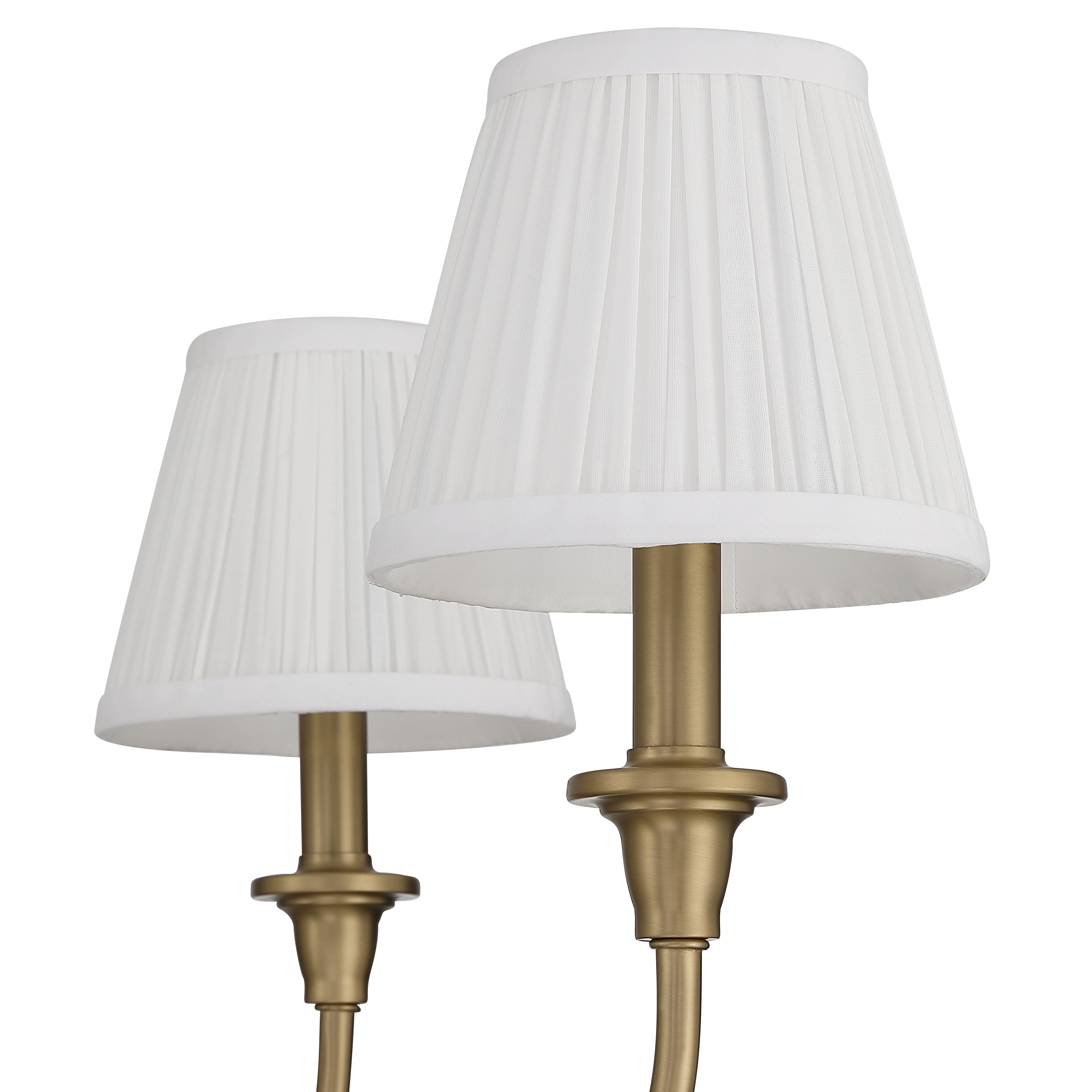 Cambria 6-Light Chandelier in Brushed Champagne Brass & Gathered White Shade - - Golden Lighting