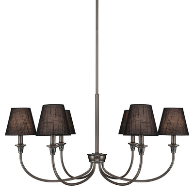 Cambria 6-Light Chandelier in Oil Rubbed Bronze & Black Shades - Golden Lighting