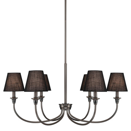 Cambria 6-Light Chandelier in Oil Rubbed Bronze & Black Shades - - Golden Lighting
