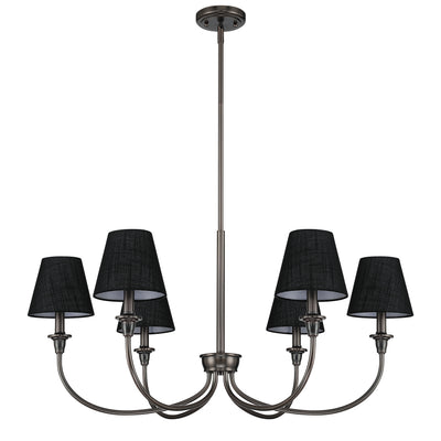 Cambria 6-Light Chandelier in Oil Rubbed Bronze & Black Shades, alternate view - Golden Lighting