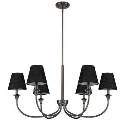 Cambria 6-Light Chandelier in Oil Rubbed Bronze & Black Shades - - Golden Lighting