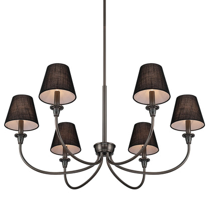Cambria 6-Light Chandelier in Oil Rubbed Bronze & Black Shades - - Golden Lighting