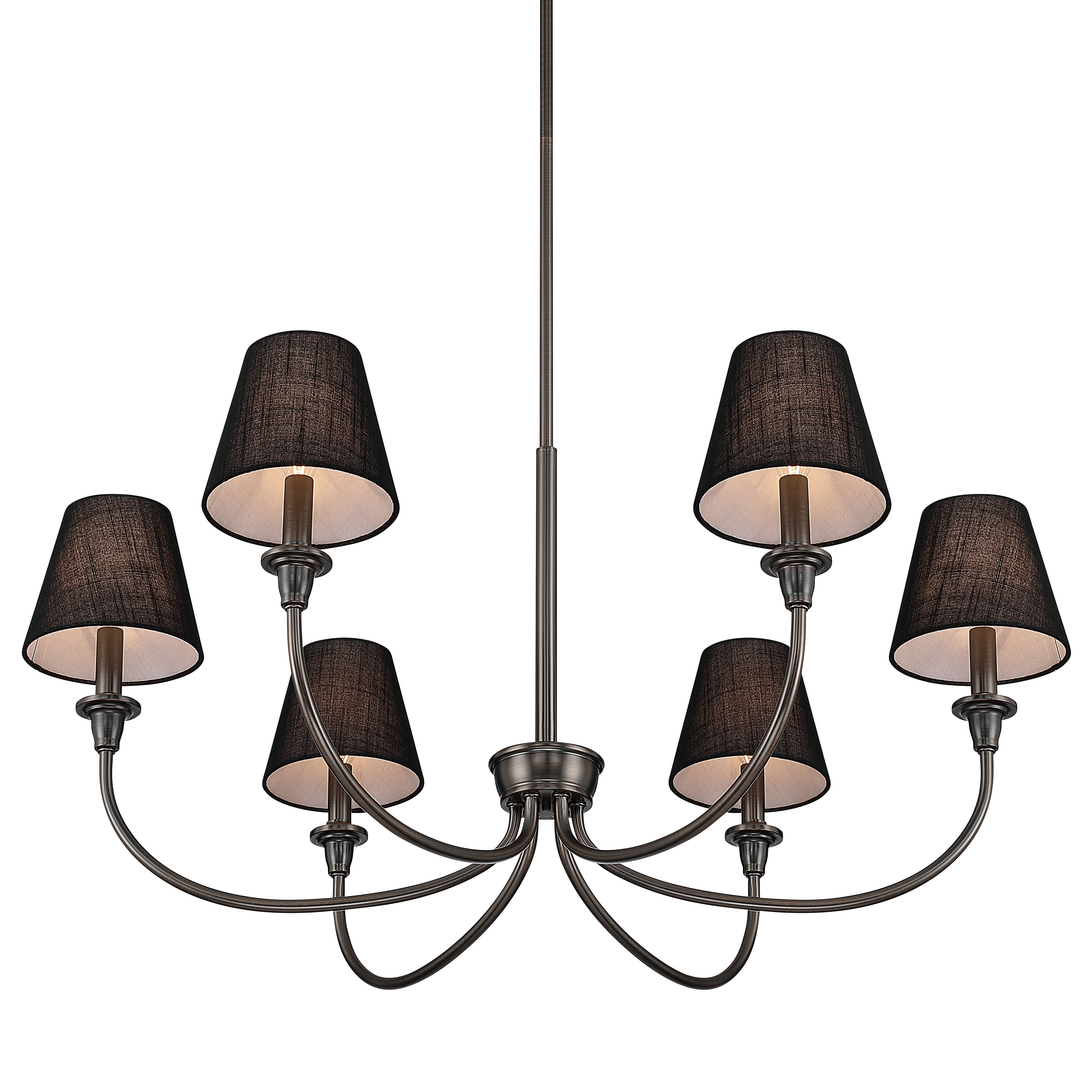 Cambria 6-Light Chandelier in Oil Rubbed Bronze & Black Shades - - Golden Lighting