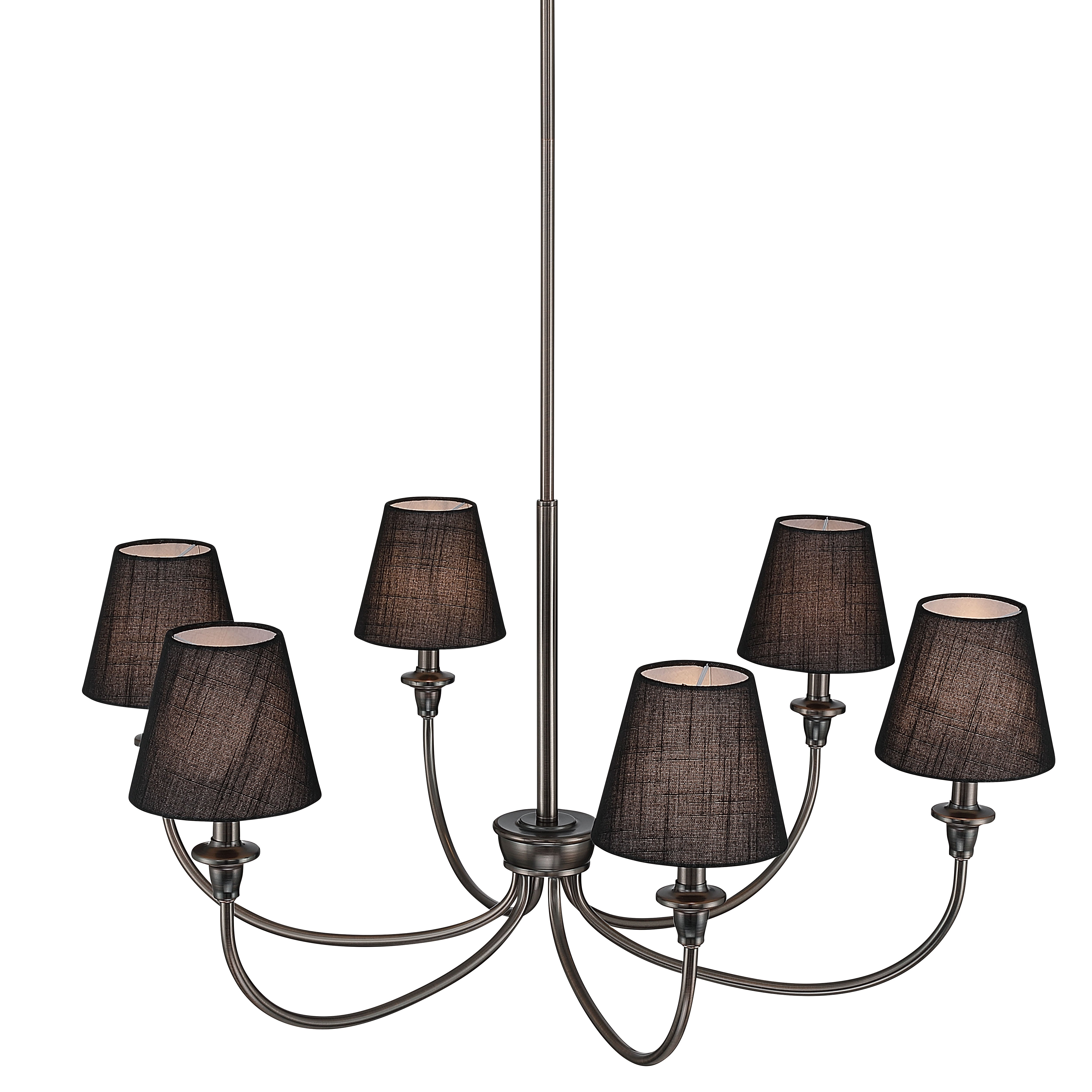 Cambria 6-Light Chandelier in Oil Rubbed Bronze & Black Shades - - Golden Lighting