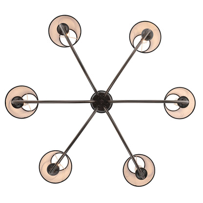 Cambria 6-Light Chandelier in Oil Rubbed Bronze & Black Shades - - Golden Lighting