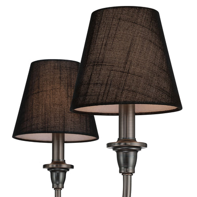 Cambria 6-Light Chandelier in Oil Rubbed Bronze & Black Shades, shade and glass close-up - Golden Lighting