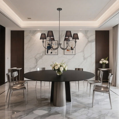Cambria 6-Light Chandelier in Oil Rubbed Bronze & Black Shades - - Golden Lighting