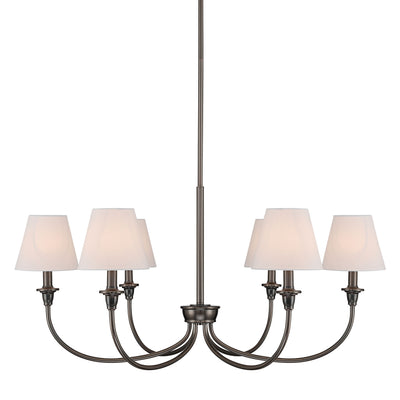 Cambria 6-Light Chandelier in Oil Rubbed Bronze & White Shades - Golden Lighting
