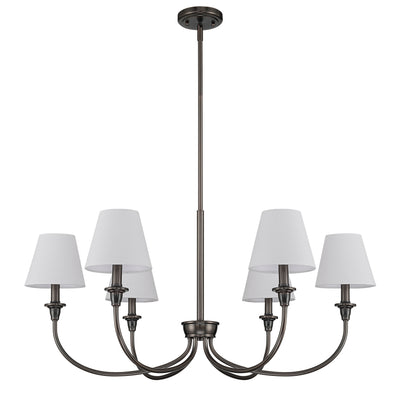Cambria 6-Light Chandelier in Oil Rubbed Bronze & White Shades, alternate view - Golden Lighting