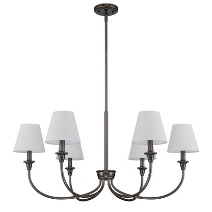 Cambria 6-Light Chandelier in Oil Rubbed Bronze & White Shades - - Golden Lighting