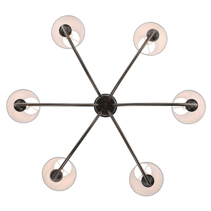 Cambria 6-Light Chandelier in Oil Rubbed Bronze & White Shades - - Golden Lighting