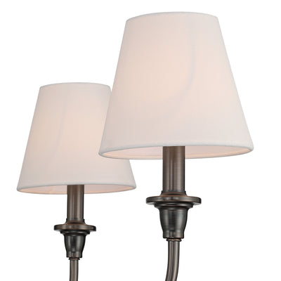 Cambria 6-Light Chandelier in Oil Rubbed Bronze & White Shades, shade and glass close-up - Golden Lighting