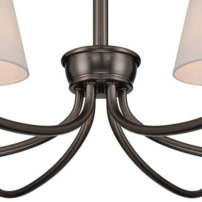 Cambria 6-Light Chandelier in Oil Rubbed Bronze & White Shades - - Golden Lighting