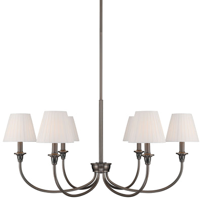 Cambria 6-Light Chandelier in Oil Rubbed Bronze & Pleated White Shades - Golden Lighting