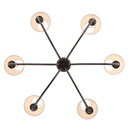 Cambria 6-Light Chandelier in Oil Rubbed Bronze & Pleated White Shades - - Golden Lighting