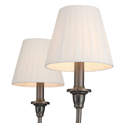 Cambria 6-Light Chandelier in Oil Rubbed Bronze & Pleated White Shades, shade and glass close-up - Golden Lighting