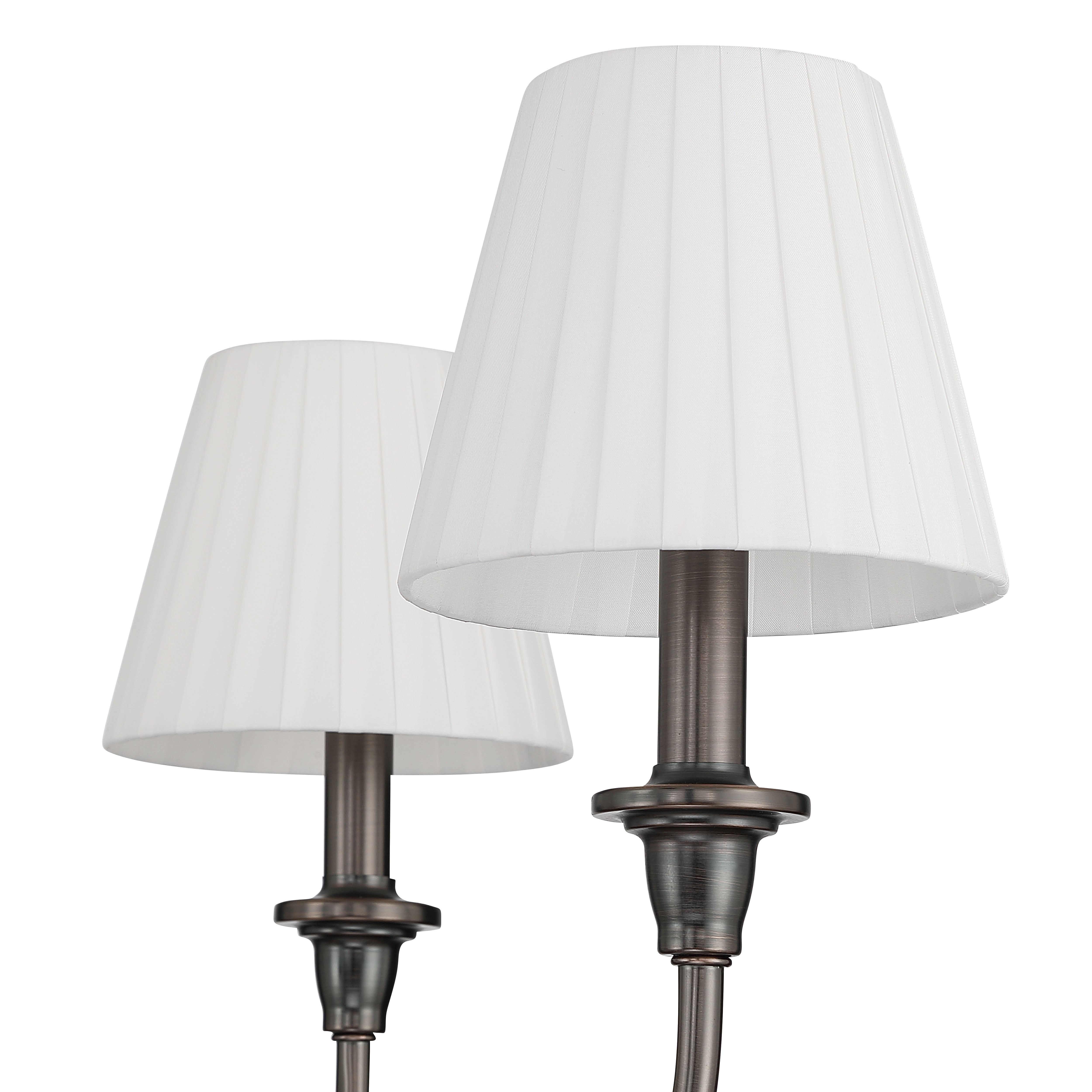 Cambria 6-Light Chandelier in Oil Rubbed Bronze & Pleated White Shades - - Golden Lighting
