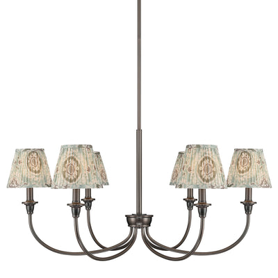 Cambria 6-Light Chandelier in Oil Rubbed Bronze & Aqua Verde Shades - Golden Lighting