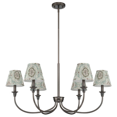 Cambria 6-Light Chandelier in Oil Rubbed Bronze & Aqua Verde Shades, alternate view - Golden Lighting