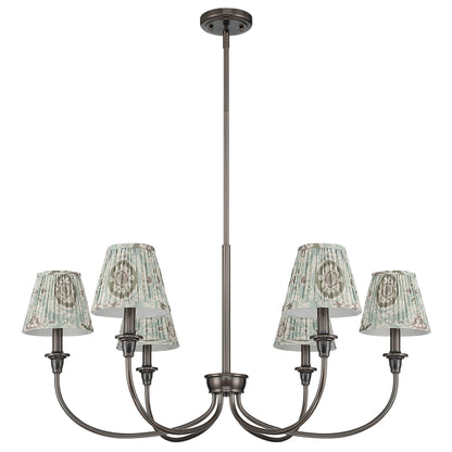 Cambria 6-Light Chandelier in Oil Rubbed Bronze & Aqua Verde Shades - - Golden Lighting
