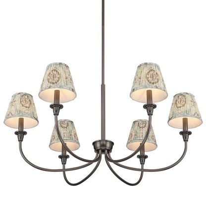Cambria 6-Light Chandelier in Oil Rubbed Bronze & Aqua Verde Shades - - Golden Lighting