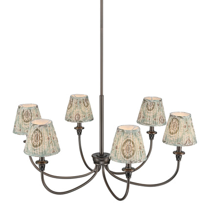 Cambria 6-Light Chandelier in Oil Rubbed Bronze & Aqua Verde Shades - - Golden Lighting