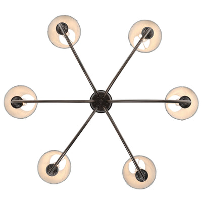 Cambria 6-Light Chandelier in Oil Rubbed Bronze & Aqua Verde Shades, view from below - Golden Lighting