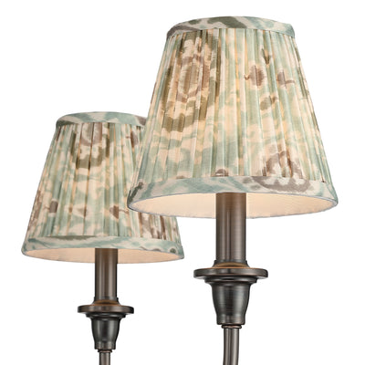 Cambria 6-Light Chandelier in Oil Rubbed Bronze & Aqua Verde Shades, shade and glass close-up - Golden Lighting