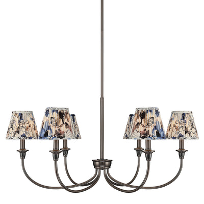 Cambria 6-light Chandelier in Oil Rubbed Bronze with Blue Poppy Shades - Golden Lighting
