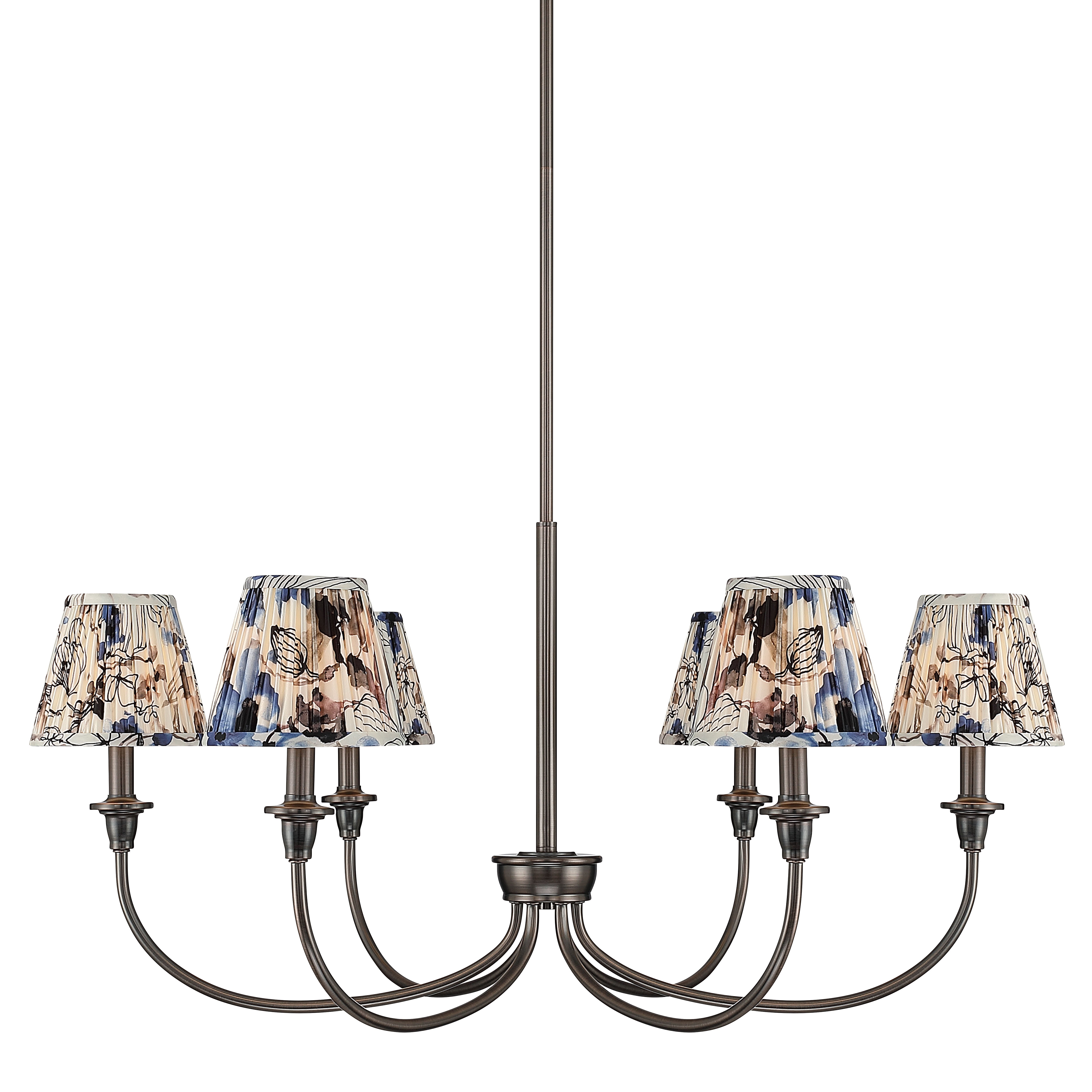 Cambria 6-light Chandelier in Oil Rubbed Bronze with Blue Poppy Shades - - Golden Lighting