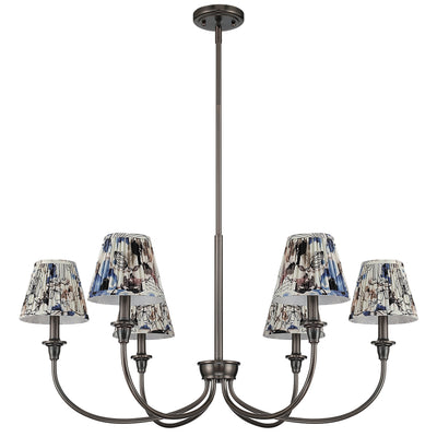 Cambria 6-light Chandelier in Oil Rubbed Bronze with Blue Poppy Shades, alternate view - Golden Lighting
