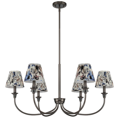 Cambria 6-light Chandelier in Oil Rubbed Bronze with Blue Poppy Shades - - Golden Lighting