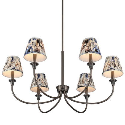 Cambria 6-light Chandelier in Oil Rubbed Bronze with Blue Poppy Shades - - Golden Lighting