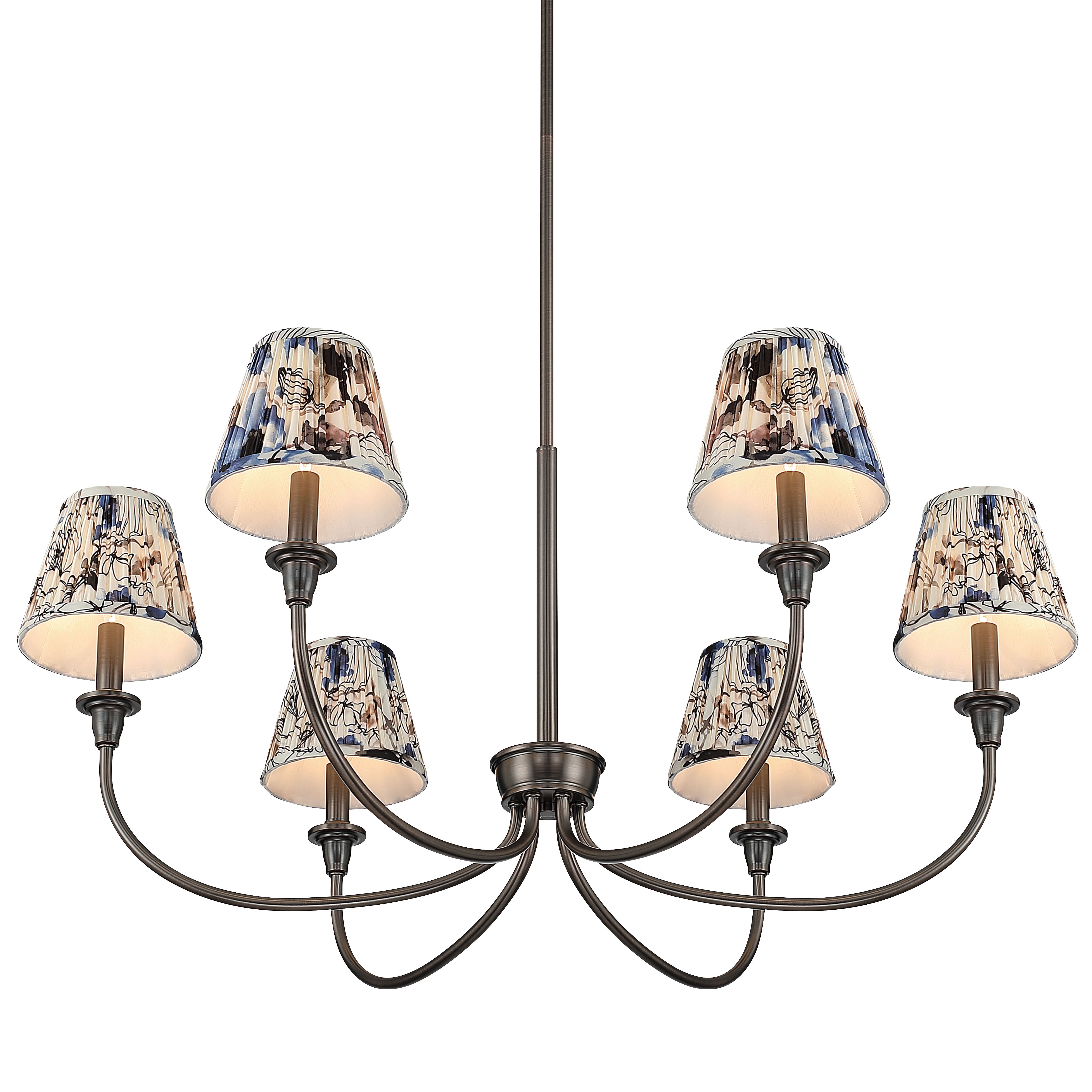Cambria 6-light Chandelier in Oil Rubbed Bronze with Blue Poppy Shades - - Golden Lighting