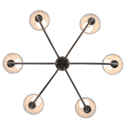Cambria 6-light Chandelier in Oil Rubbed Bronze with Blue Poppy Shades, view from below - Golden Lighting