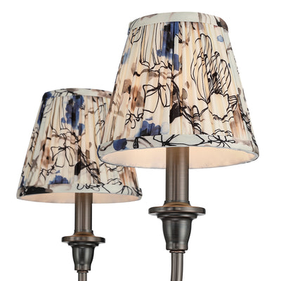 Cambria 6-light Chandelier in Oil Rubbed Bronze with Blue Poppy Shades, shade and glass close-up - Golden Lighting