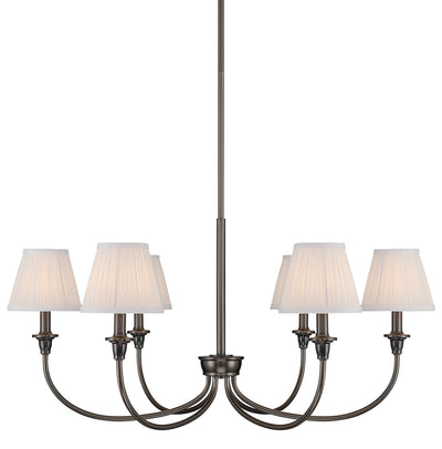 Cambria 6-light Chandelier in Oil Rubbed Bronze & Gathered White Shades - Golden Lighting