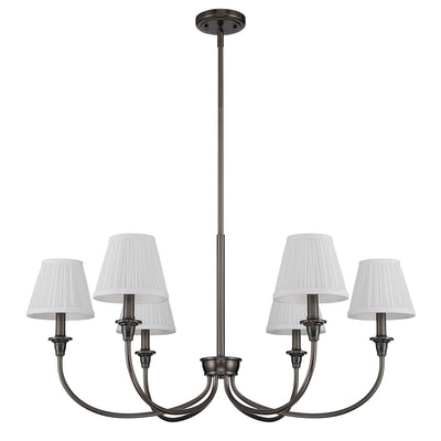 Cambria 6-light Chandelier in Oil Rubbed Bronze & Gathered White Shades, alternate view - Golden Lighting