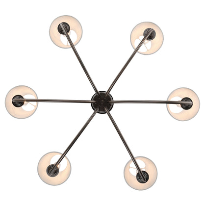 Cambria 6-light Chandelier in Oil Rubbed Bronze & Gathered White Shades - - Golden Lighting