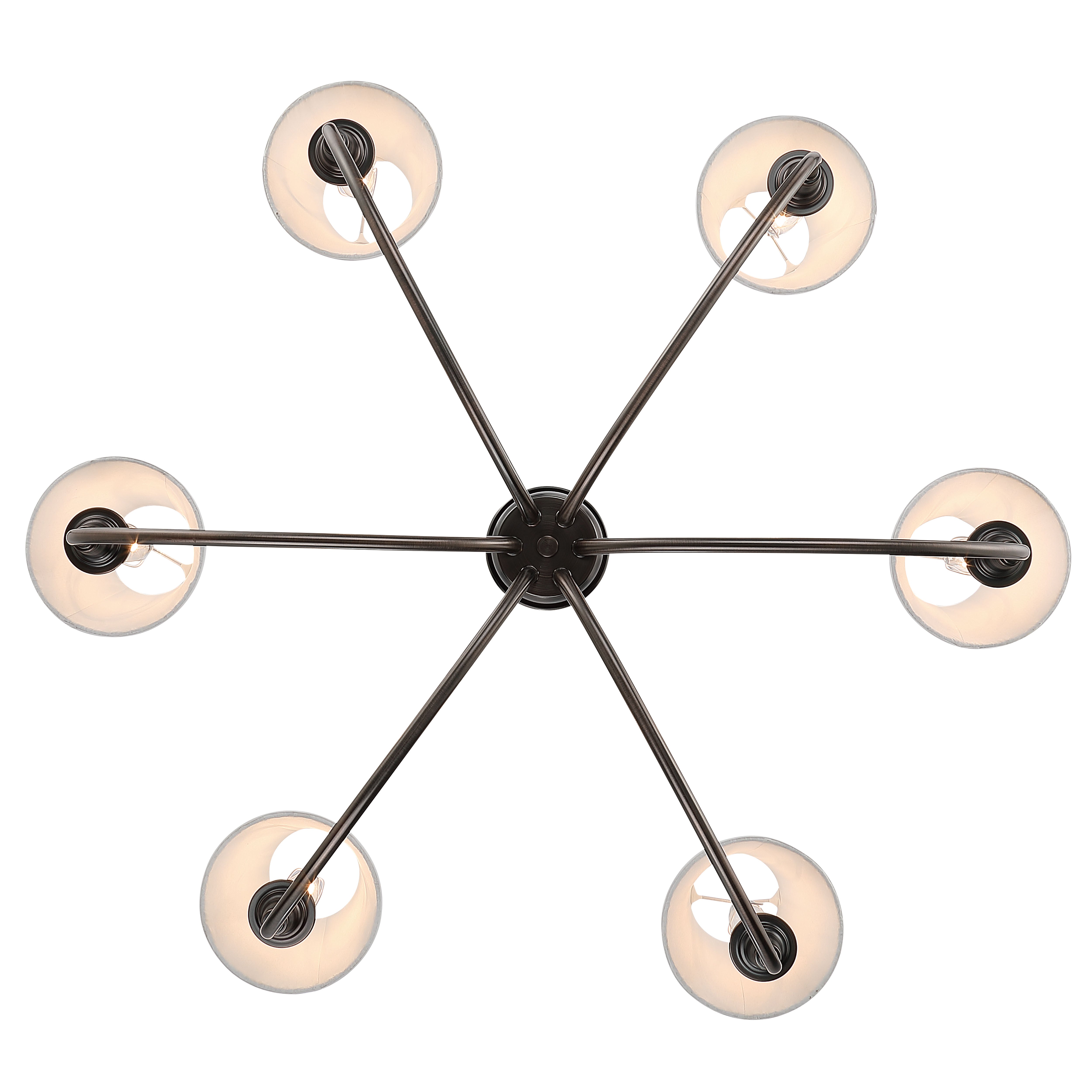 Cambria 6-light Chandelier in Oil Rubbed Bronze & Gathered White Shades - - Golden Lighting