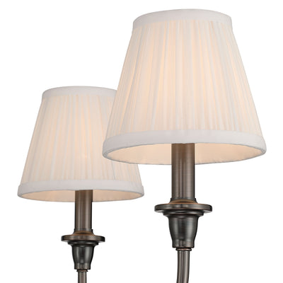 Cambria 6-light Chandelier in Oil Rubbed Bronze & Gathered White Shades, shade and glass close-up - Golden Lighting