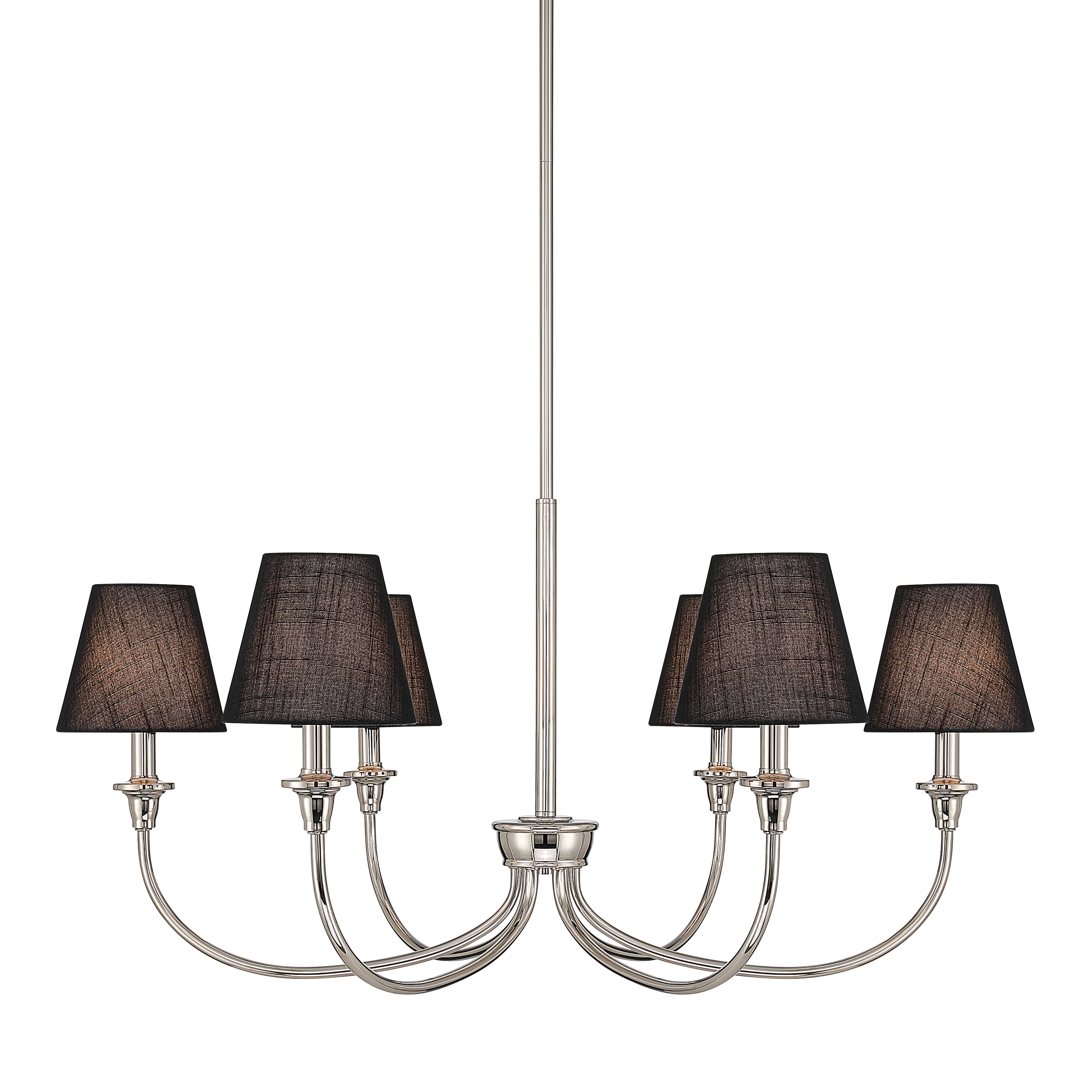 Cambria 6-light Chandelier in Polished Nickel with Black Shades - - Golden Lighting