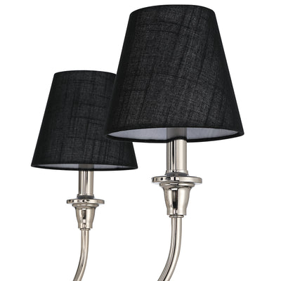 Cambria 6-light Chandelier in Polished Nickel with Black Shades, alternate view - Golden Lighting