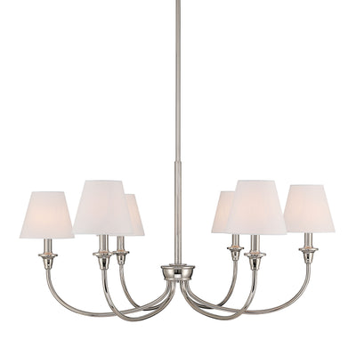 Cambria 6-light Chandelier in Polished Nickel with White Shades - Golden Lighting