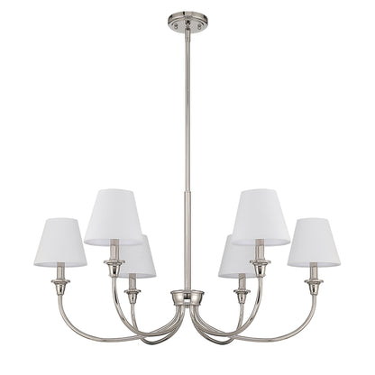 Cambria 6-light Chandelier in Polished Nickel with White Shades - - Golden Lighting