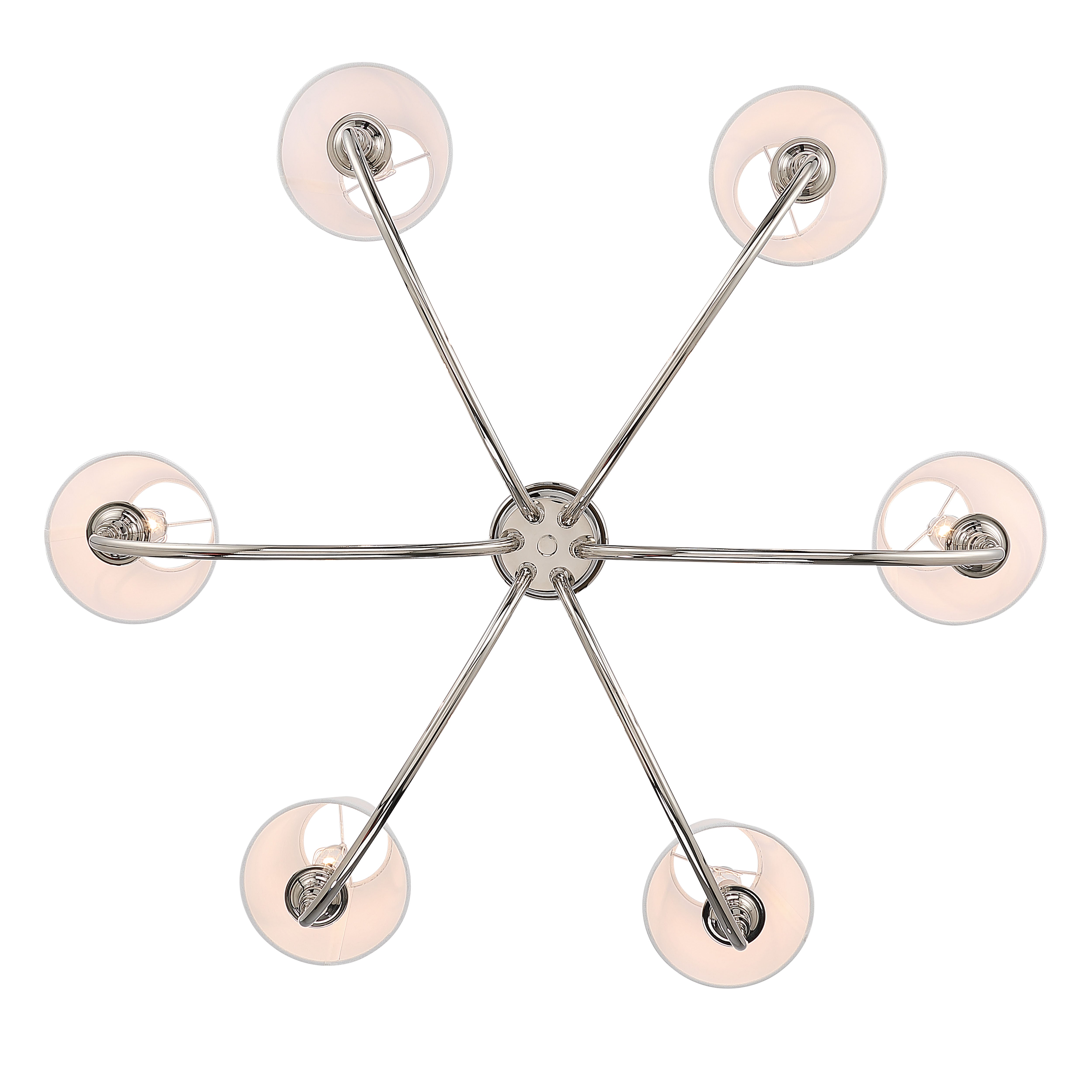 Cambria 6-light Chandelier in Polished Nickel with White Shades - - Golden Lighting
