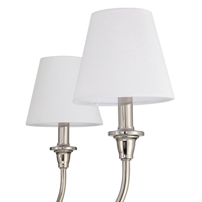 Cambria 6-light Chandelier in Polished Nickel with White Shades, alternate view - Golden Lighting