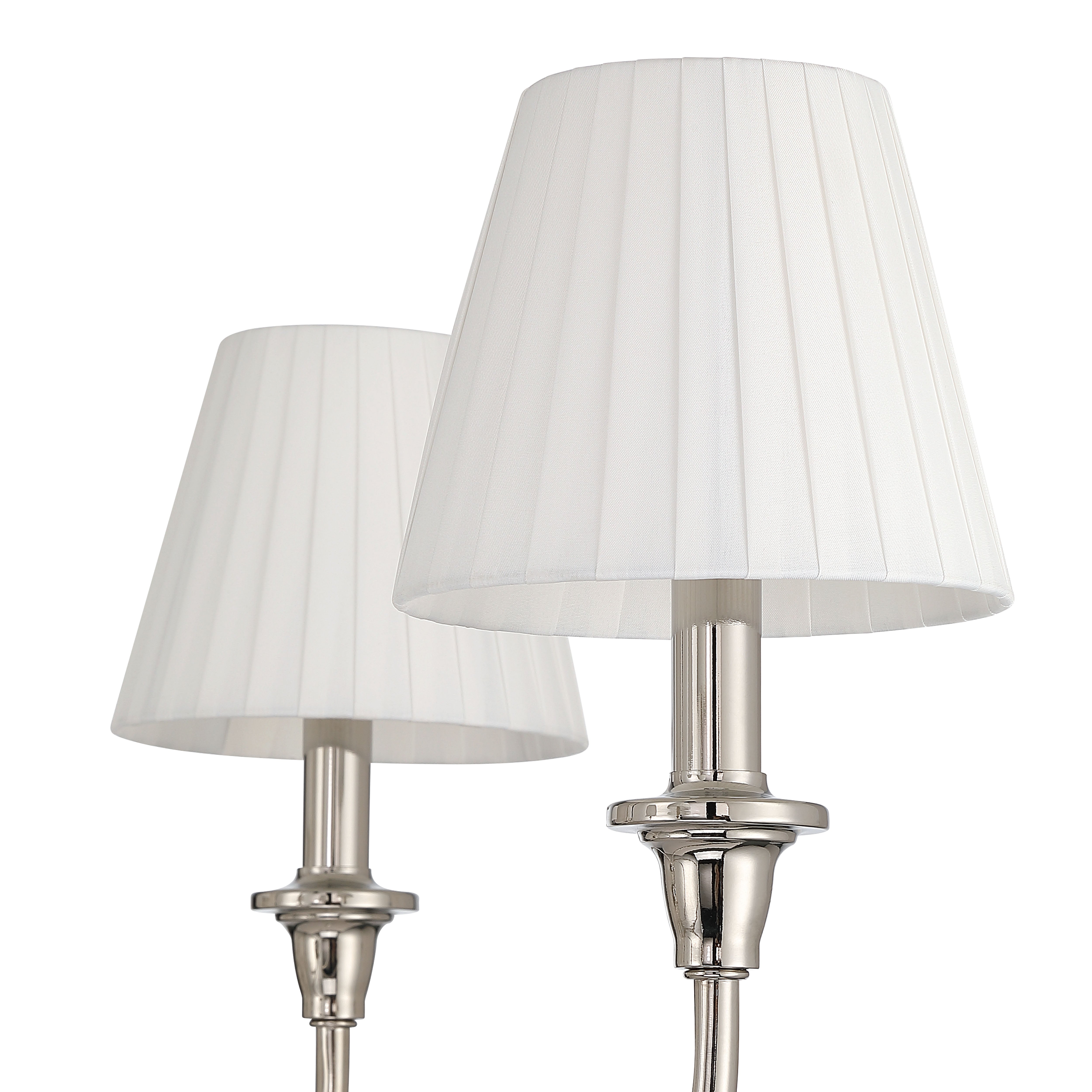 Cambria 6-light Chandelier in Polished Nickel & Pleated White Shades - - Golden Lighting