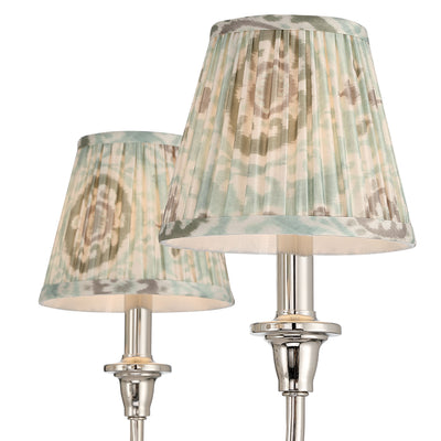 Cambria 6-light Chandelier in Polished Nickel with Aqua Verde Shades, shade and glass close-up - Golden Lighting