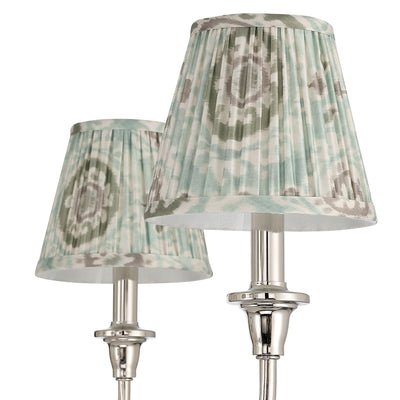 Cambria 6-light Chandelier in Polished Nickel with Aqua Verde Shades, alternate view - Golden Lighting